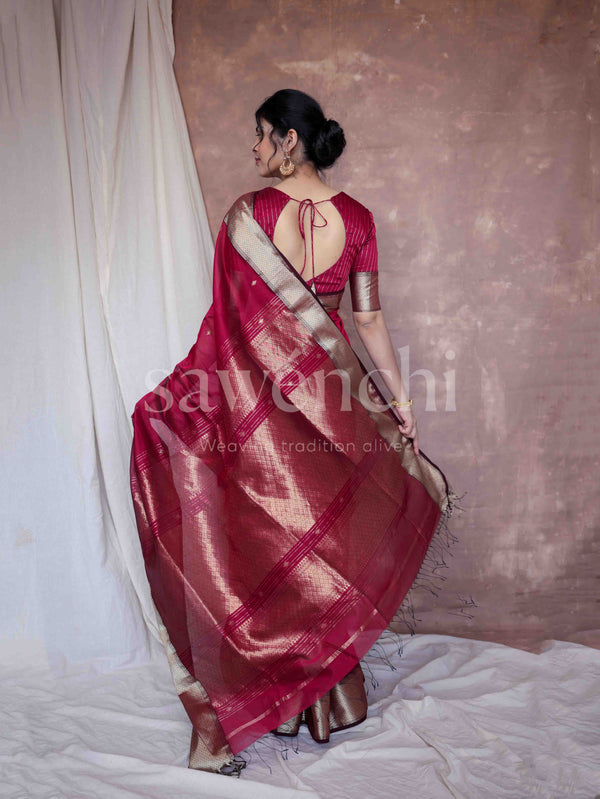 Bold Magenta - Handloom Silk Cotton Saree
