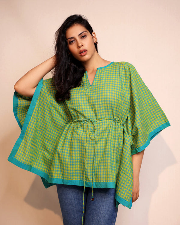 Green Checks cotton Kaftan