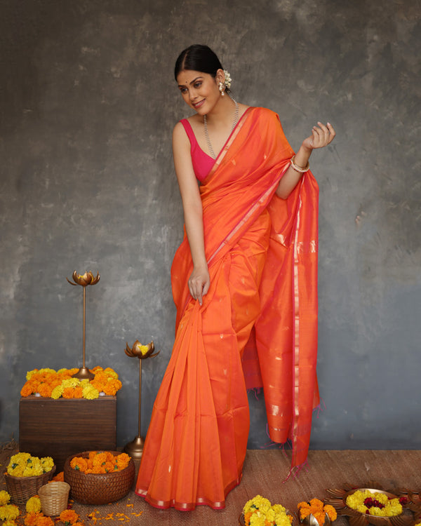 Coral Burst Saree ( Shipping time 20 working days )