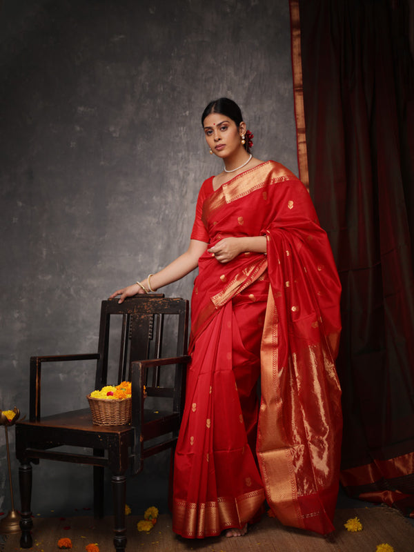 Red Lotus Saree