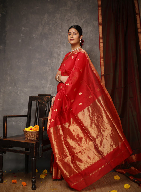 Red Lotus Saree