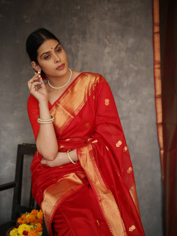 Red Lotus Saree