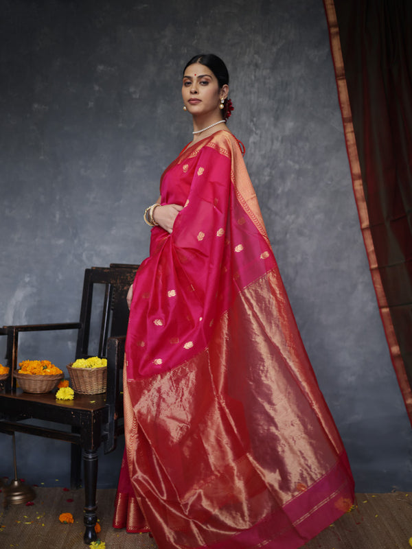 Rani Pink Lotus Saree
