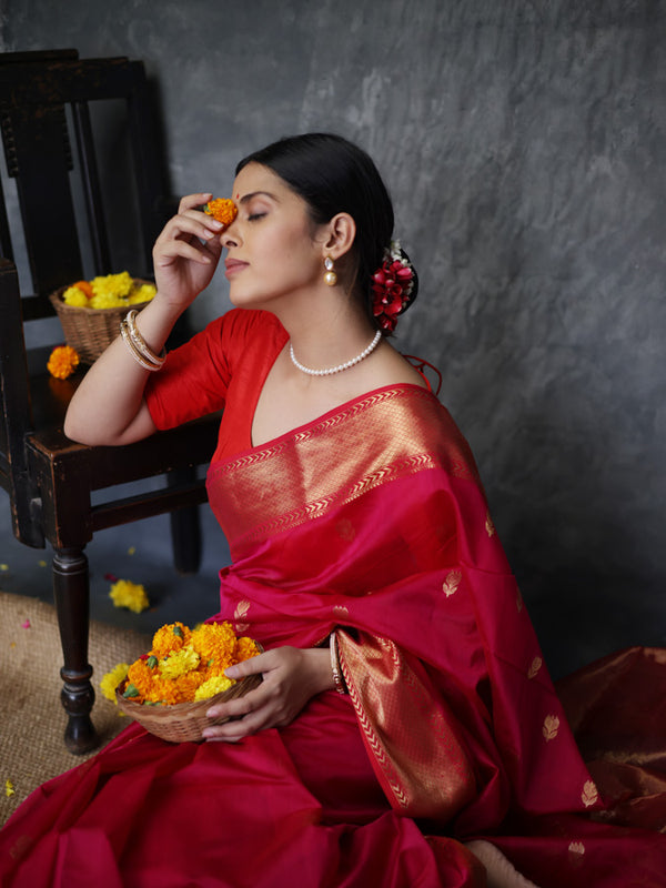 Rani Pink Lotus Saree