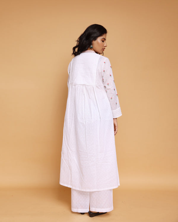 A line Kurta Pleated back Yoke and pant