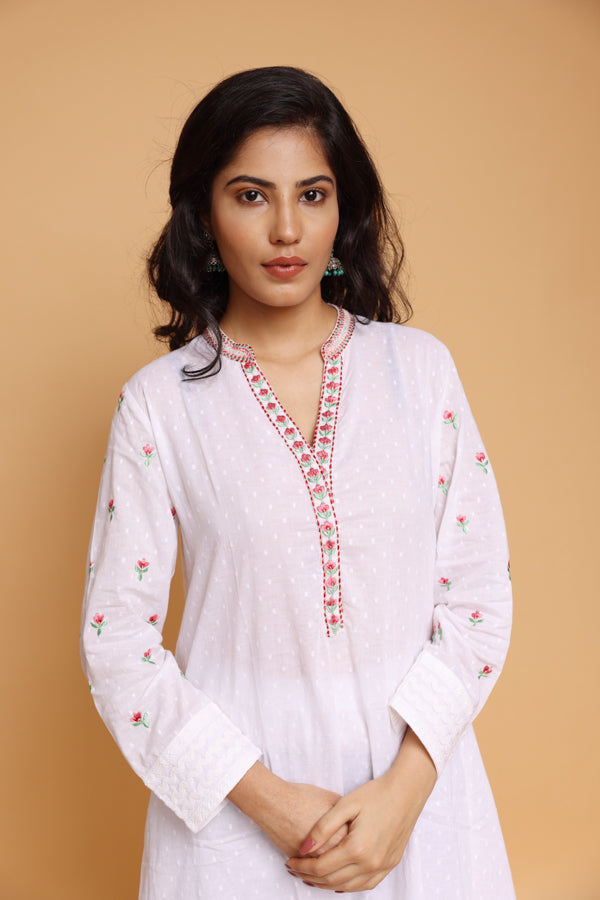 A line Kurta Pleated back Yoke and pant