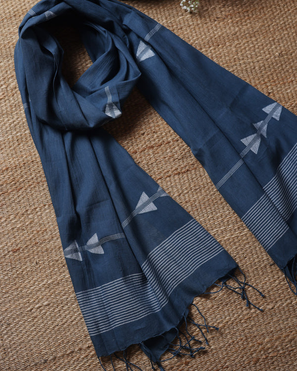 Indigo blue Jamdani stole