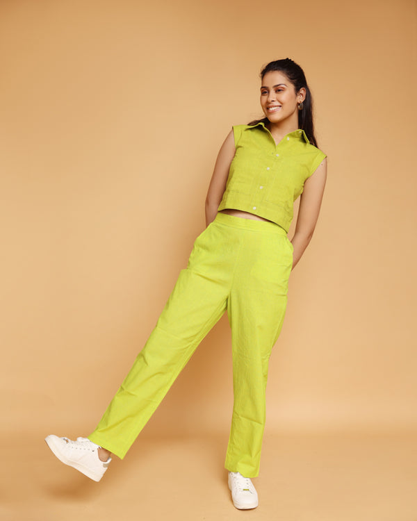 Lime Green crop Top Co-ord set