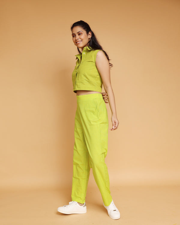 Lime Green crop Top Co-ord set