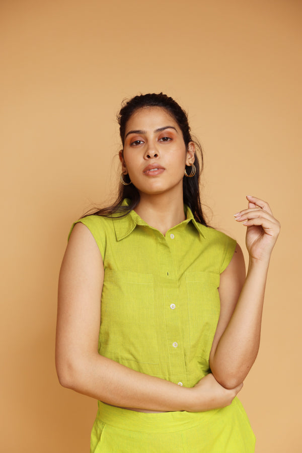 Lime Green crop Top Co-ord set