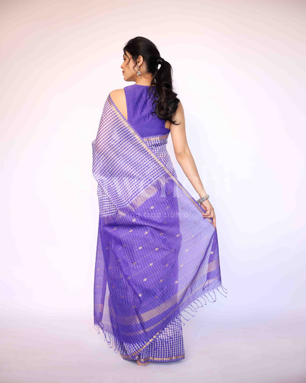 Purple Swirl - Handloom Silk Cotton Saree ( shipping time 10days)