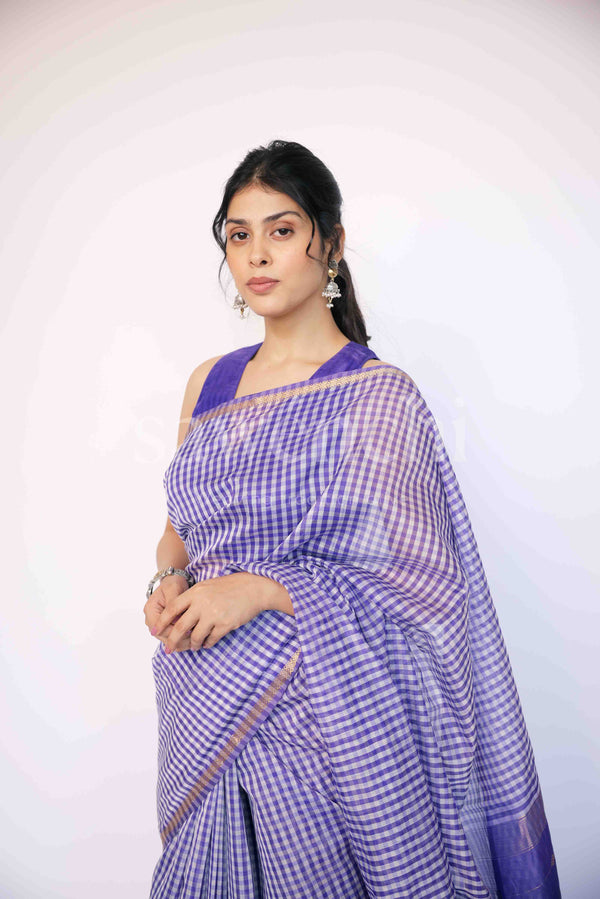 Purple Swirl - Handloom Silk Cotton Saree ( shipping time 10days)