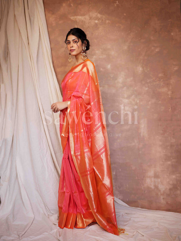 Sunset Sorbet - Handloom Silk Cotton Saree