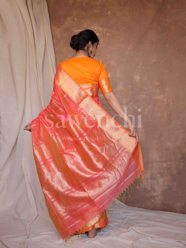 Sunset Sorbet - Handloom Silk Cotton Saree