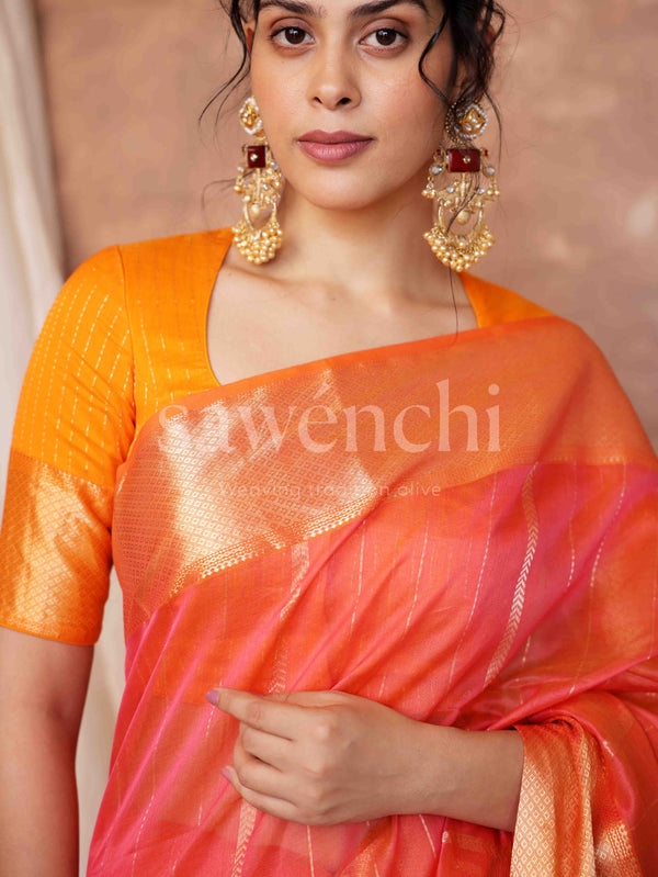 Sunset Sorbet - Handloom Silk Cotton Saree