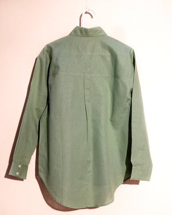 Pale green handloom linen cotton Shirt
