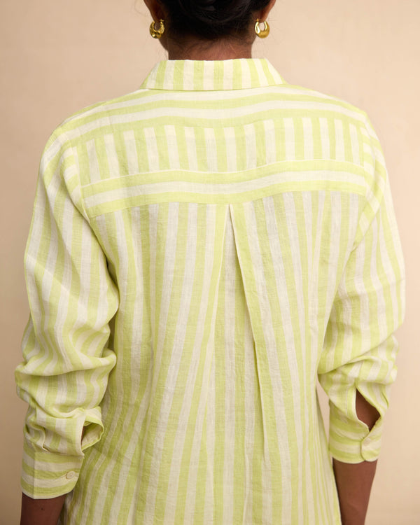 Green stripe shirt kurta set