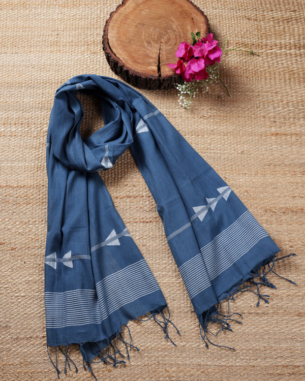 Indigo blue Jamdani stole