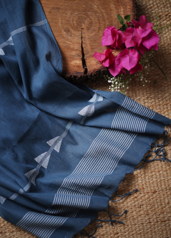 Indigo blue Jamdani stole