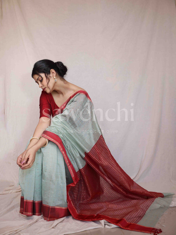 Mint Flame - Handloom Silk Cotton Saree