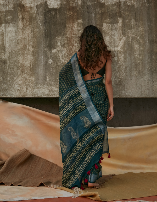Indigo Green Saree