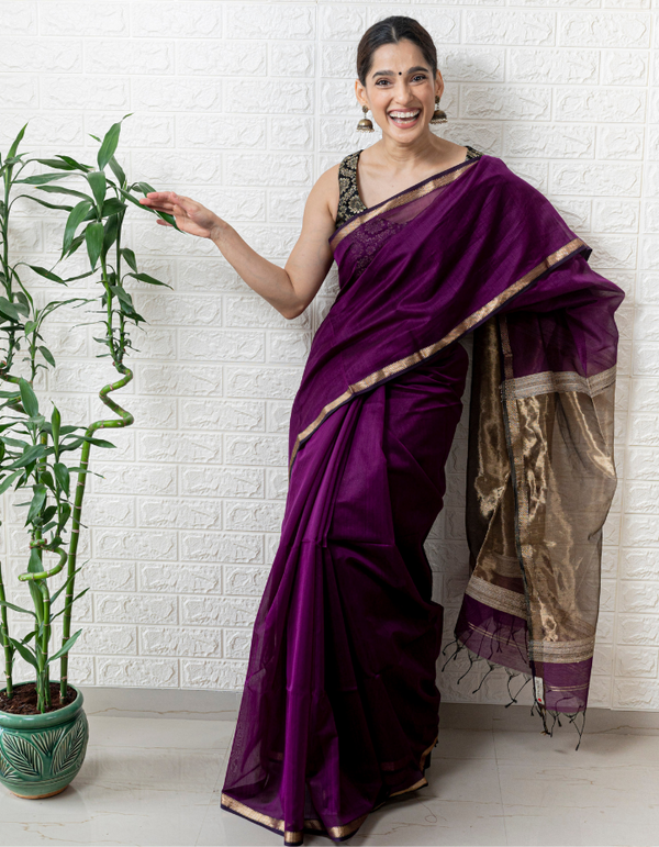 Aubergine Saree