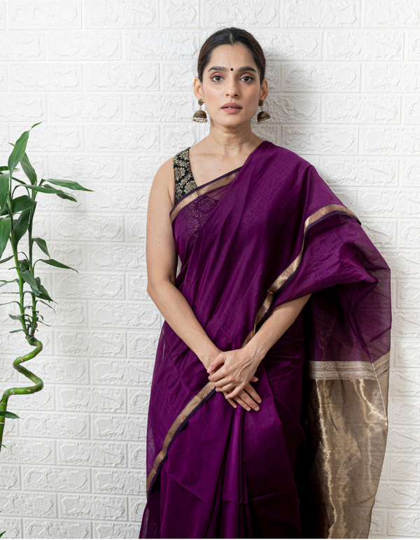 Aubergine Saree