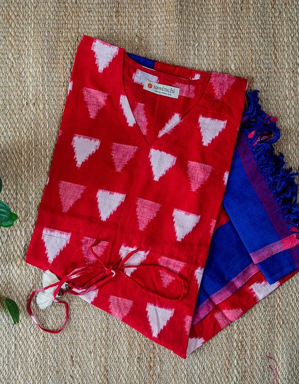 Red ikkat kaftan