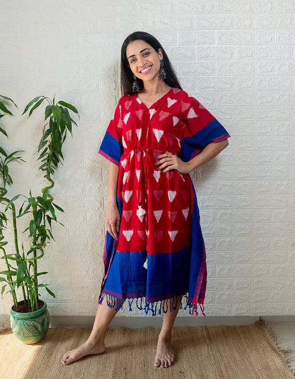 Red ikkat kaftan