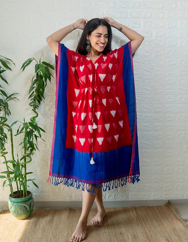 Red ikkat kaftan