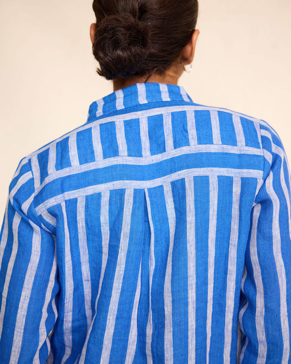 Blue stripe shirt kurta set