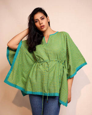 Green Checks Cotton Kaftan