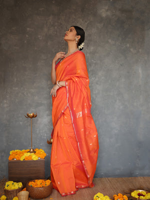Coral Burst Saree
