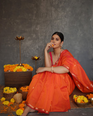 Coral Burst Saree