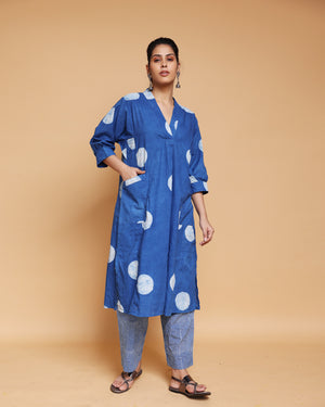 Indigo Daboo Cotton Kurta Pant Co-ord Set