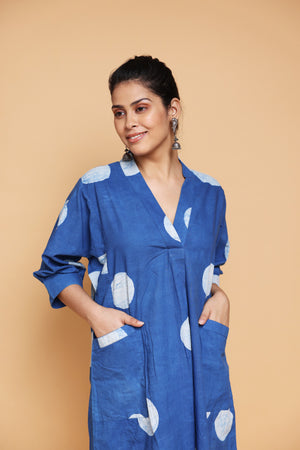 Indigo Daboo Cotton Kurta Pant Co-ord Set