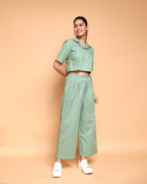 Pale Green Handloom Linen-Cotton Co-ord Set