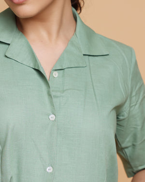 Pale Green Handloom Linen-Cotton Co-ord Set