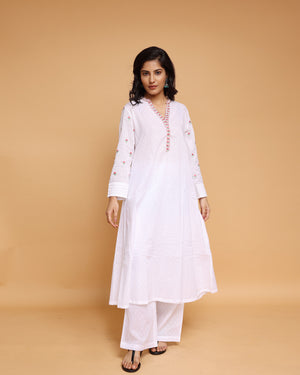 A line Kurta Pleated back Yoke and pant