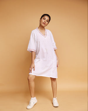 White Cotton dobby kaftan