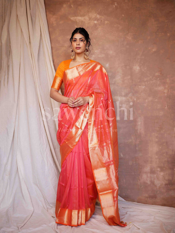Sunset Sorbet - Handloom Silk Cotton Saree
