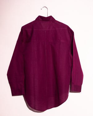 Wine Handloom Linen Cotton Shirt