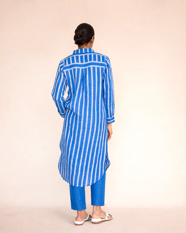 Blue stripe shirt kurta set