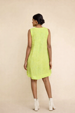 Green Linen Plain Dress