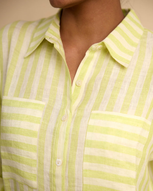 Green stripe shirt kurta set