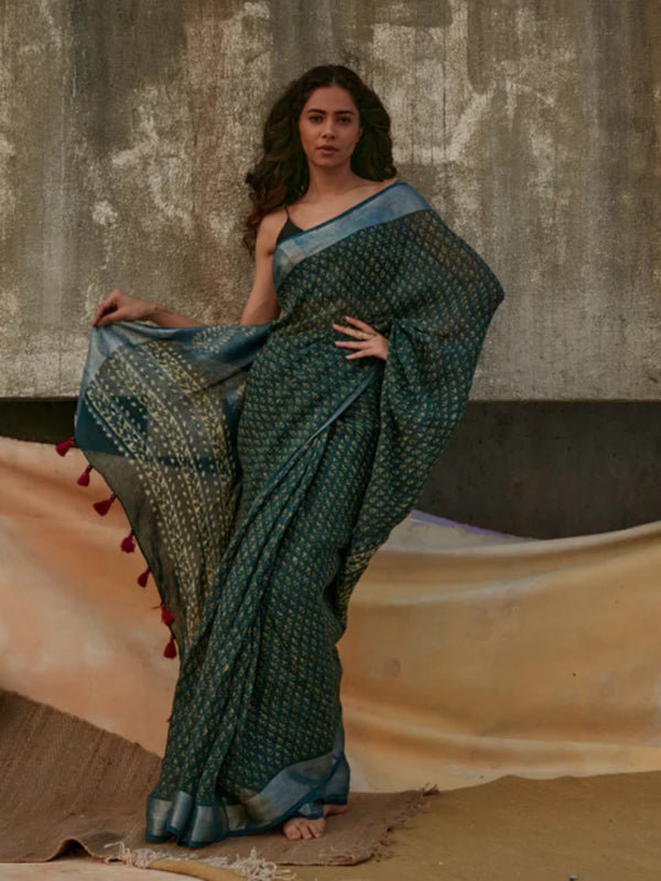 indigo green saree