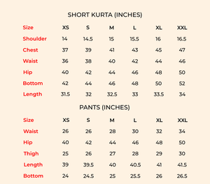 Blue Linen Short Kurta & Pant Set
