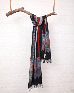 Thick Stripe Print Ajrakh Dupatta