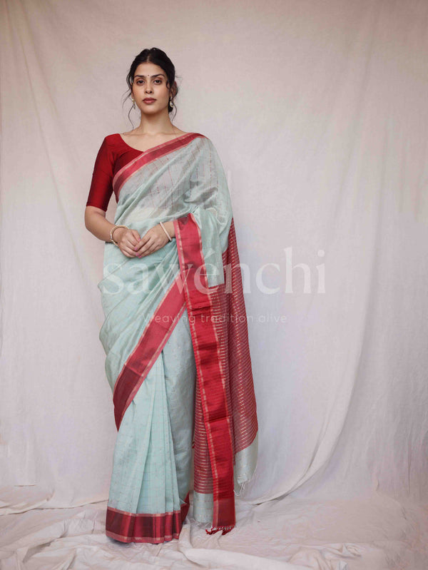 Mint Flame - Handloom Silk Cotton Saree