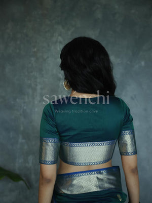 Peacock Blue Lotus Saree